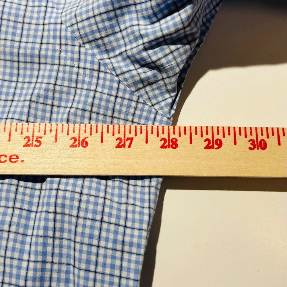 Polo Ralph Lauren XL Blake Button Down Shirt Blue Whtie Plaid Short Sleeve Mens